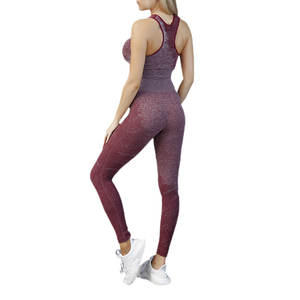 Conjunto de Yoga sin Costuras con Logotipo Personalizado para Mujer, 2 Piezas, Ropa Deportiva, Leggings de Cintura Alta con Efecto Push-Up, Sujetador Deportivo, Ropa de Fitness - Product Image 2