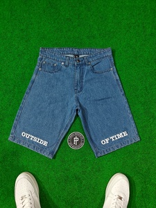 Snow Washed Blue Customize Embroidery Denim Jorts Embroidery <b>Patch</b> Loose Fit Wide Straight Leg Denim <b>Shorts</b> <b>Men</b> - Product Image 6