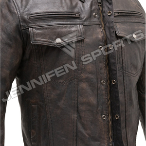 Veste en cuir de vachette véritable personnalisée, couleur contrastée, style vintage, pour homme, veste de motard et streetwear, grande taille - Product Image 3