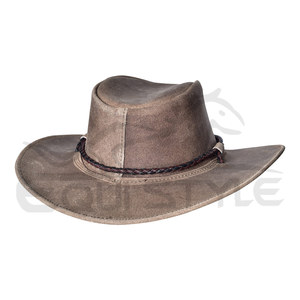 Crazy Horse Leather <b>Hat</b> with Double Cord Band Lightweight High Quality <b>Western</b> Ranch Style Outdoor Casual Mens Cowboy <b>Hats</b> - Product Image 4
