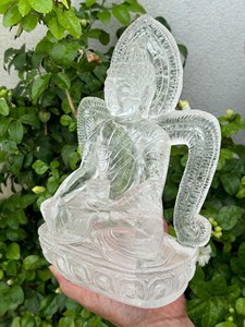 Estatua de Buda de Cuarzo Transparente Grande Tallada a Mano, Escultura de Cristal Única, Decoración para el Hogar, Proveedor Mayorista OEM ODM - Product Image 3