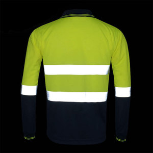 Chemises polo de travail pour hommes à manches longues avec bandes réfléchissantes de sécurité, vêtements de travail pour la construction, uniforme de sécurité, chemises polo de travail - Product Image 6