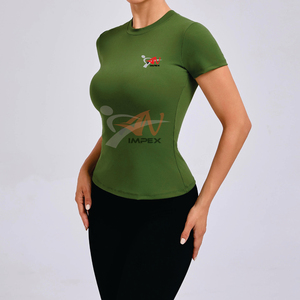 Solid Color T-shirt Quick-drying Tight Yoga Wear Short-sleeved Fitness <b>Top</b> Outdoor Running Sports Clothes Women - Product Image 1