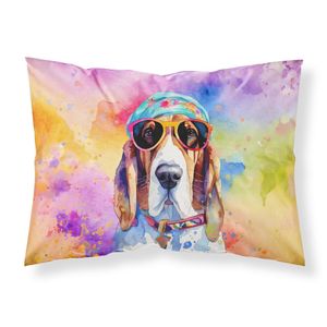 Basset Hound Hippie Dawg estándar ligero Super suave fácil cuidado ilustraciones decorativas funda de almohada Fundas de cojín - Product Image 1