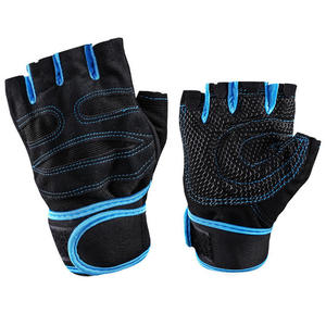 Gants de musculation antidérapants en cuir marron, demi-doigts, pour entraînement en salle de sport, paume rembourrée, sangle de poignet réglable, fitness - Product Image 1