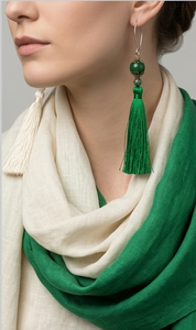 Frange décorative en rayonne verte avec perles pour porte-clés - Product Image 4
