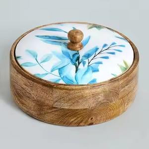 Caja de madera esmaltada para guardar chapati, contenedor de almacenamiento de roti hecho a mano, soporte de almacenamiento de roti hecho a mano para la cocina - Product Image 1