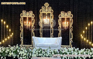 Precioso diseñador FRP marcos dorados para escenario de boda y Noche de Recepción elegante Gran recepción Marco de escenario configuración - Product Image 3
