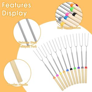 Set di 10 Spiedini Estensibili da 32 Pollici per Arrostire, Forchette per Hot Dog, Bastoncini per S'mores, Accessori per Falò e Campeggio - Product Image 2