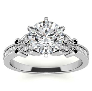 Cut Moissanite <b>Solitaire</b> <b>Ring</b> 925 Sterling <b>Silver</b> Rhodium Plated 7mm Prong Set Luxury Engagement Wedding Promise Bridal <b>Ring</b> - Product Image 1