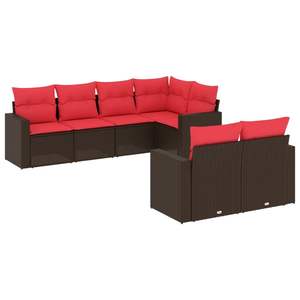 Juego de sofás de patio de ratán sintético marrón de 7 piezas con cojines, elegantes muebles de exterior - Product Image 2