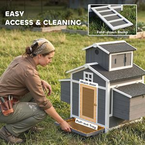 Pollaio in Legno con Cassetta Nido e Vassoio Estraibile per 2 Galline, Finestre di Ventilazione - Product Image 5