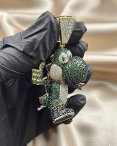 Pendentif dinosaure Yoshi en moissanite VVS style hip-hop, personnage de dessin animé, plaqué or jaune 14K, breloques en argent 925 - Product Image 6