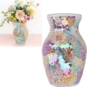 Vase à fleurs en mosaïque pour la décoration de la maison, centre de table en verre coloré fait à la main pour le salon, le bureau, la décoration de mariage - Product Image 5