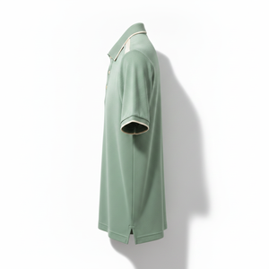 Polo Homme Vert Manches Courtes en Coton Piqué Respirant Couleur Unie Tricoté Boutonné Coupe Classique – Grande Vente - Product Image 4
