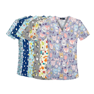 ชุดแพทย์ผ้าทอ OEM สำหรับโรงพยาบาล ชุดยูนิฟอร์มแพทย์ชายหญิง ชุดสครับพิมพ์ลายสำหรับสปา ผ้าฝ้าย 100% ระบายอากาศได้ดี แบบยูนิเซ็กซ์ รับสั่งทำตามแบบ - Product Image 6