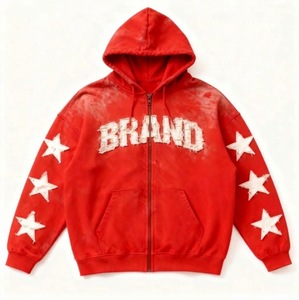 Sudadera con Capucha Personalizada Vintage Oversize de Felpa Francesa con Cuello en V, 400 g/m², de Algodón Tejido Pesado, Estilo Urbano para Hombre, con Bolsillo - Product Image 1