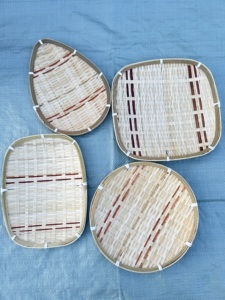 Pastries Nuts <b>Snacks</b> Tea Bamboo <b>Trays</b> Set 4pcs Handmade 23cm Natural Finish Round Oval Rectangular OEM/ODM from Vietnam - Product Image 6