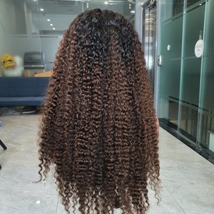 Pelucas frontales de encaje con cabello virgen vietnamita rizado birmano 1B/30 marrón, cutícula alineada y cabello de bebé - Product Image 2
