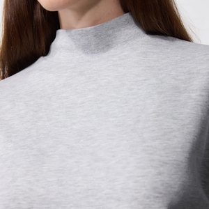 Wholesale Women's Winter Printed <b>Mock</b> <b>Neck</b> Fleece Sweatshirt Front Logo High Quality Cozy Eco-Friendly Breathable - Product Image 5