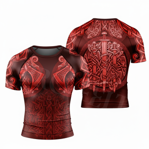 T-shirt de compression à manches courtes avec logo personnalisé, imprimé en 3D, pour entraînement et surf, coupe ajustée, protection UV – Meilleures ventes - Product Image 3