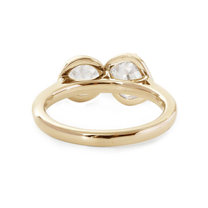 Bague de fiançailles vintage à deux pierres, diamant de laboratoire 3,5 carats, sertie clos et griffes, or jaune 14 carats, finition professionnelle, bague de mariage unique - Product Image 3