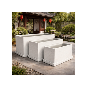 Jardinières rectangulaires à plusieurs niveaux en fibre de verre, prêtes à être expédiées, prix usine, durables, pour jardin extérieur et patio. - Product Image 1