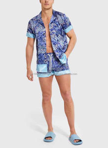 2025 ropa de hombre conjuntos de verano de 2 piezas OEM diseño de logotipo personalizado estilo de calle de talla grande bloque Color algodón hombres conjunto doble - Product Image 4