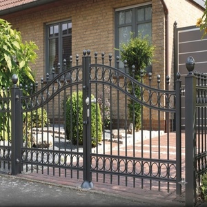 Portail de jardin double battant en fer forgé KHP, robuste, thermolaqué, design européen, entrée sécurisée, installation facile pour villa - Product Image 3