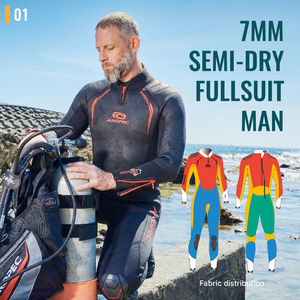 Combinaison intégrale en néoprène Aropec 7 mm pour adultes, hiver, toutes saisons, équipement de plongée tendance pour homme, plongée avec tuba, apnée - Product Image 2