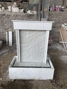 Fontaine Moderne en Marbre Blanc Sculpté à la Main, Écologique et Résistante à l'Eau pour Jardin et Usage Domestique - Product Image 2