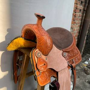 Hot selling Premium Seasonal Genuine Leather Durable Barrel <b>Racing</b> Western Horse Saddle Tack Set (<b>Seat</b> Size 14"-18") Available - Product Image 2