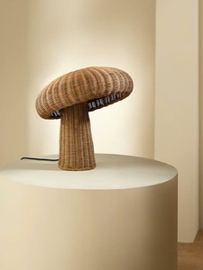Elegant mushroom-shaped cone-shaped <b>table</b> lamp, handcrafted from natural rattan, eco-friendly, lightweight, and made in Hanoi. - Product Image 2