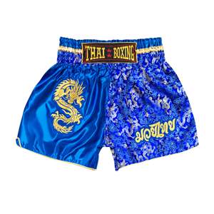 Shorts de Muay Thai de alta calidad en material satinado, diseño de logotipo personalizado, ligeros, transpirables, para entrenamiento en el gimnasio, para hombres y mujeres. - Product Image 1