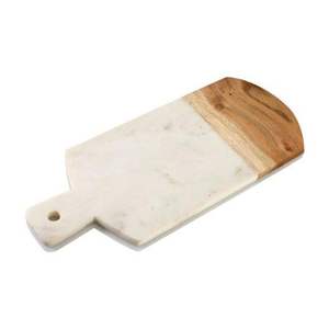 Tabla de cortar rectangular de mármol y madera maciza para uso profesional en la cocina, para cortar carne, pan y para servir de forma decorativa. - Product Image 3