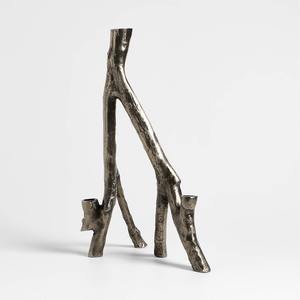 Candélabre moderne rustique en argent, porte-bougies coniques à 3 lumières, design arbre organique, centre de table de mariage de luxe, décoration artistique pour la maison - Product Image 2