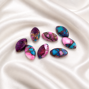 Pierre précieuse turquoise cuivrée marquise polie et lisse 6x12mm, dos plat, calibrée, pour grossistes en bijoux - Product Image 6