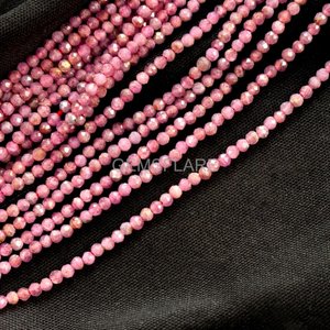 Cuentas redondas microfacetadas de rubí rojo natural de 2 mm, cuentas de piedras preciosas sueltas con corte de diamante, cuentas de rubí para la fabricación de joyas, venta al por mayor. - Product Image 4