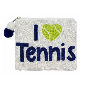 Petite bourse à monnaie écologique et durable faite à la main avec des motifs colorés, petite pochette zippée pour l'argent liquide et les cartes (AMOUR le tennis) - Product Image 4