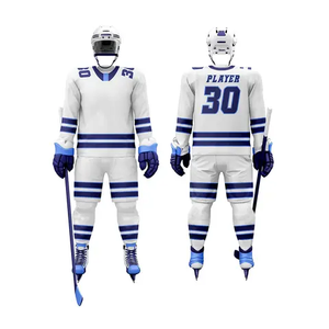 Uniforme de hockey sobre hielo de poliéster 100% con diseño personalizado, cómodo y de talla ajustable, con nombre de equipo e impresión personalizados, en stock. - Product Image 5