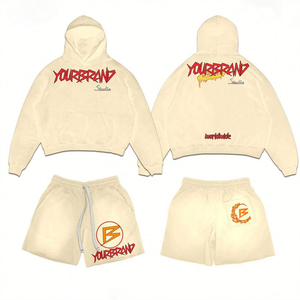 High Quality Winter Hip Hop Thermal Casual Printed Rhinestones Zip Hoodie Distress <b>Pants</b> Tracksuit Custom Two Piece Streetwear - Product Image 1