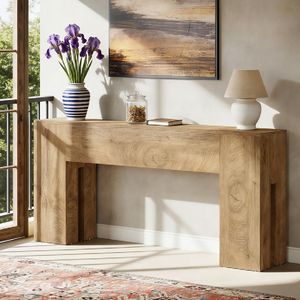 Consolle Lunga in Teak Stile Rustico, Tavolo Laterale per Soggiorno, Ingresso, Magazzino, Appartamento, Hotel - Product Image 1