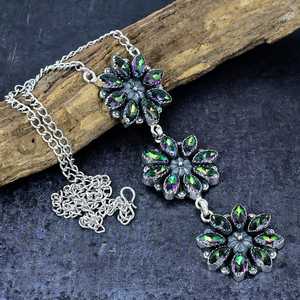 NIKHIL GEMS Élégant Pendentif Bohème Vintage Plaqué Or Mandala Multi-Pendentifs avec Accents de Zircon Multicolore et Breloque en Argent 925 et Pierres Précieuses - Product Image 5
