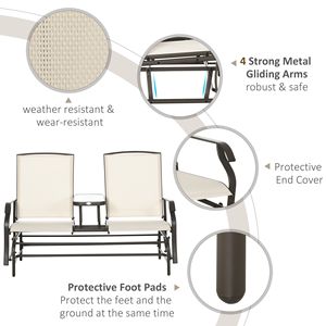 Panca a Dondolo da Esterno per 2 Persone con Tavolino Centrale, Panca in Ferro per Giardino, Veranda, Colore Beige per Uso in Cortile - Product Image 5