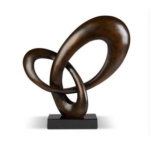 Escultura Moderna Abstracta de Bucle Infinito, Estatua Contemporánea de Cintas Entrelazadas, Arte Fluido con Acabado en Bronce de Lujo - Product Image 1