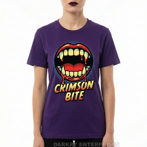 T-shirt Vintage Gothique Crâne de Vampire Femme, Motif Chauve-souris, Coton Noir, Fabricant de Vêtements Personnalisés, Hauts Rétro Punk, OEM - Product Image 5