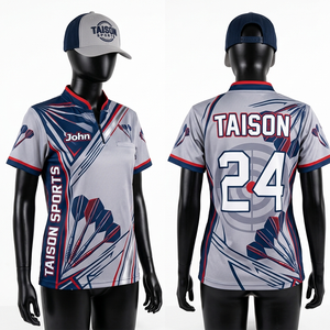 เสื้อดาร์ทหญิง ผ้าโพลีเอสเตอร์พรีเมียม 180 GSM สีเขียวกรมท่า แต่งสีทอง ดีไซน์แผง น้ำหนักเบา ระบายอากาศได้ดี โลโก้แบบซับลิเมชั่นสั่งทำได้ - Product Image 6