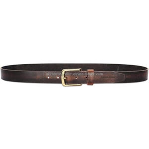 Ceinture décontractée en cuir brun rustique vintage pour homme, boucle simple en laiton réglable, ceinture homme. - Product Image 2