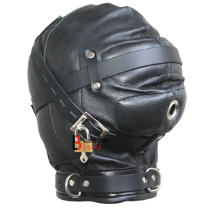 หน้ากากหนังวัวแบบรัดศีรษะพร้อมซิปและสายรัดปรับได้ - Product Image 3