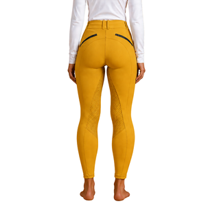 Leggings d'équitation jaune moutarde pour femmes, taille haute, collants d'entraînement équestre, pantalons d'équitation extensibles, vêtements de sport confortables - Product Image 2